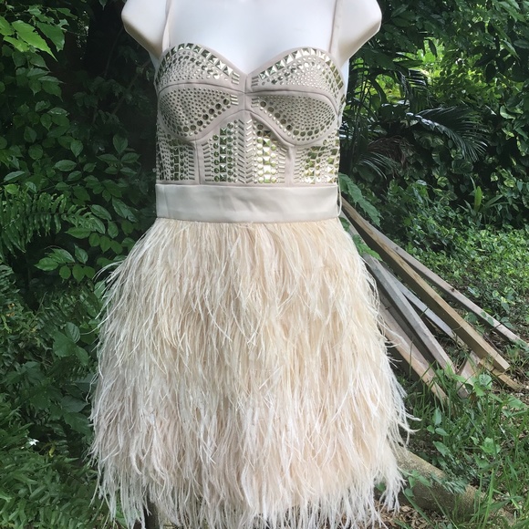 Bebe Dresses & Skirts - BeBe dress with feathers and studs